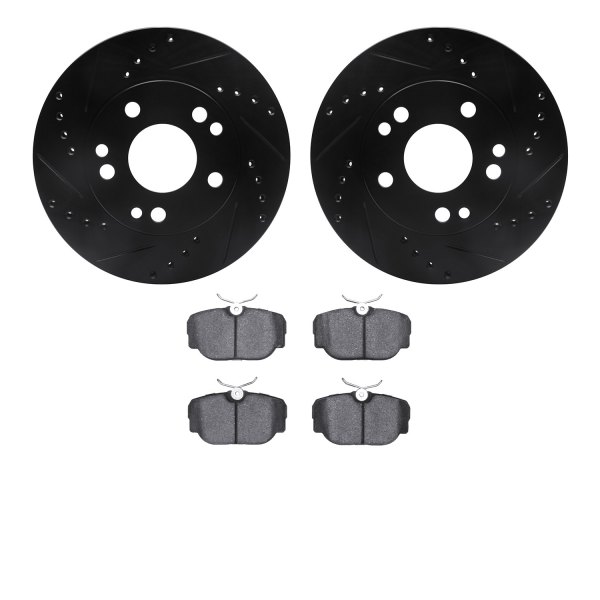  R1 Concepts® - Drilled and Slotted Front Brake Kit with Optimum OE Pads