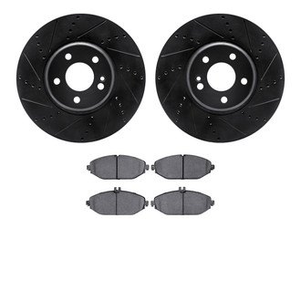 R1 Concepts® - Drilled and Slotted Front Brake Kit with Optimum OE Pads