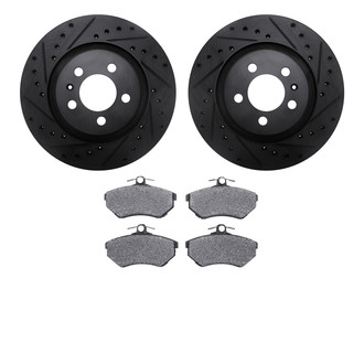 R1 Concepts® - Drilled and Slotted Front Brake Kit with Optimum OE Pads