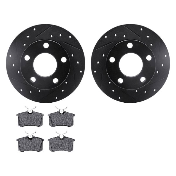  R1 Concepts® - Drilled and Slotted Rear Brake Kit with Optimum OE Pads