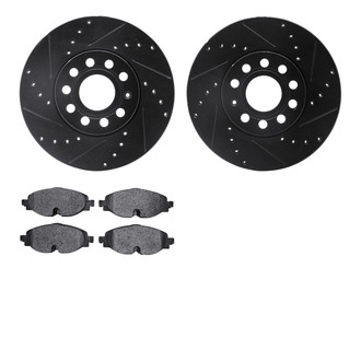 R1 Concepts® - Drilled and Slotted Front Brake Kit with Optimum OE Pads