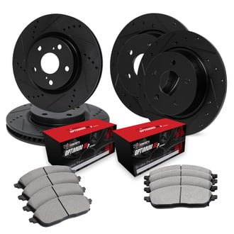 R1 Concepts® - Drilled and Slotted Front and Rear Brake Kit with Optimum OE Pads