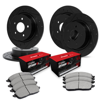 R1 Concepts® - Drilled and Slotted Front and Rear Brake Kit with Optimum OE Pads