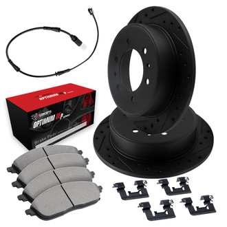 R1 Concepts® - Drilled and Slotted Rear Brake Kit with Optimum OE Pads