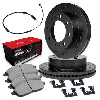 R1 Concepts® - Drilled and Slotted Rear Brake Kit with Optimum OE Pads