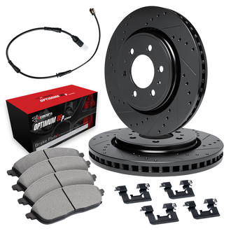 R1 Concepts® - Drilled and Slotted Rear Brake Kit with Optimum OE Pads