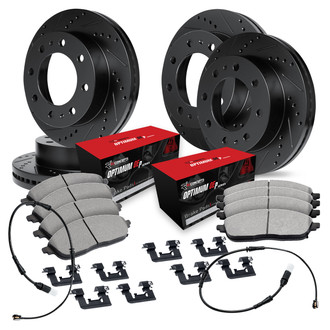 R1 Concepts® - Drilled and Slotted Front and Rear Brake Kit with Optimum OE Pads