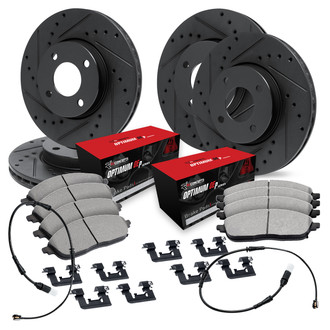 R1 Concepts® - Drilled and Slotted Front and Rear Brake Kit with Optimum OE Pads