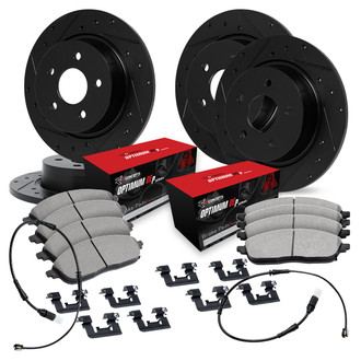 R1 Concepts® - Drilled and Slotted Front and Rear Brake Kit with Optimum OE Pads