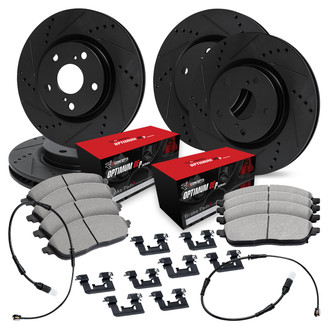 R1 Concepts® - Drilled and Slotted Front and Rear Brake Kit with Optimum OE Pads