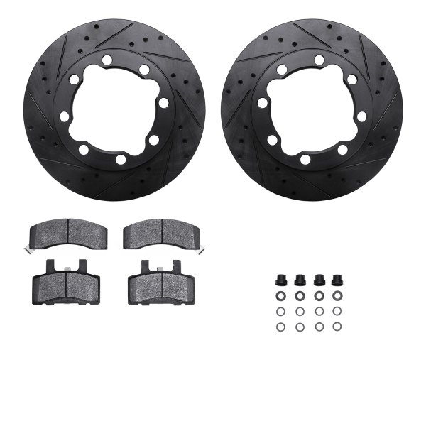  R1 Concepts® - eLINE Series Drilled and Slotted Front Brake Kit with Performance Off-Road/Tow Brake Pads