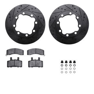 R1 Concepts® - eLINE Series Drilled and Slotted Front Brake Kit with Performance Off-Road/Tow Brake Pads