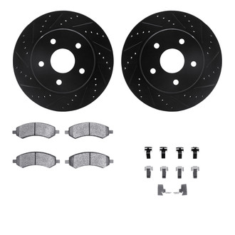 R1 Concepts® - eLINE Series Drilled and Slotted Front Brake Kit with Performance Off-Road/Tow Brake Pads