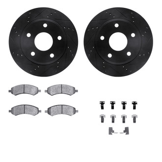 R1 Concepts® - eLINE Series Drilled and Slotted Front Brake Kit with Performance Off-Road/Tow Brake Pads