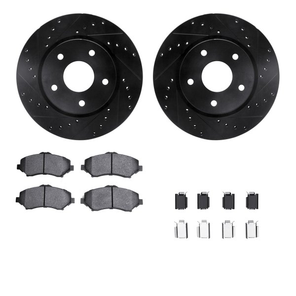  R1 Concepts® - eLINE Series Drilled and Slotted Front Brake Kit with Performance Off-Road/Tow Brake Pads