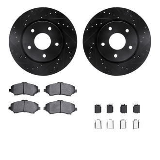 R1 Concepts® - eLINE Series Drilled and Slotted Front Brake Kit with Performance Off-Road/Tow Brake Pads