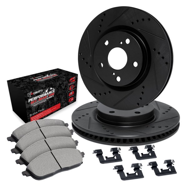  R1 Concepts® - eLINE Series Drilled and Slotted Front Brake Kit with Performance Off-Road/Tow Brake Pads