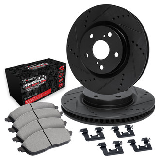 R1 Concepts® - eLINE Series Drilled and Slotted Front Brake Kit with Performance Off-Road/Tow Brake Pads