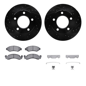 R1 Concepts® - eLINE Series Drilled and Slotted Front Brake Kit with Performance Off-Road/Tow Brake Pads