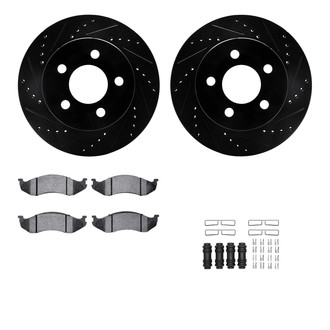 R1 Concepts® - eLINE Series Drilled and Slotted Front Brake Kit with Performance Off-Road/Tow Brake Pads