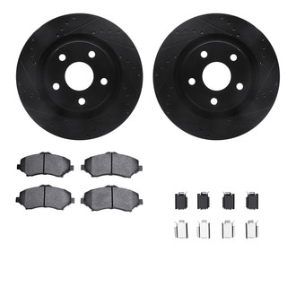R1 Concepts® - eLINE Series Drilled and Slotted Front Brake Kit with Performance Off-Road/Tow Brake Pads