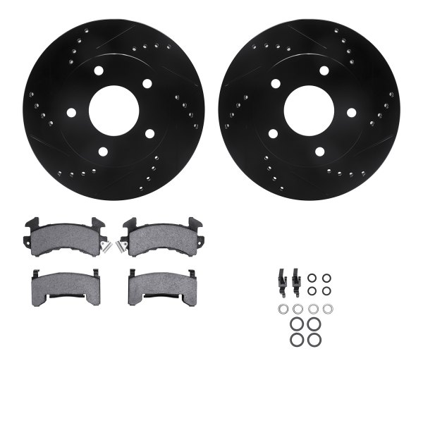  R1 Concepts® - eLINE Series Drilled and Slotted Front Brake Kit with Performance Off-Road/Tow Brake Pads