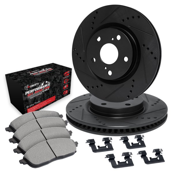  R1 Concepts® - eLINE Series Drilled and Slotted Rear Brake Kit with Performance Off-Road/Tow Brake Pads