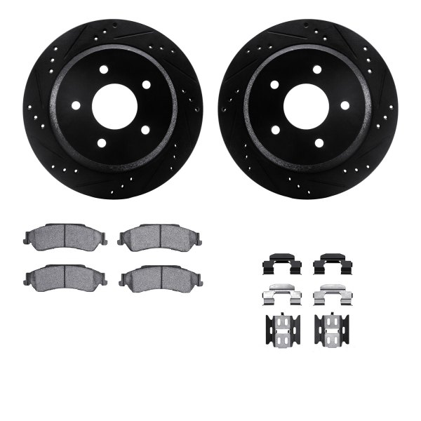  R1 Concepts® - eLINE Series Drilled and Slotted Rear Brake Kit with Performance Off-Road/Tow Brake Pads