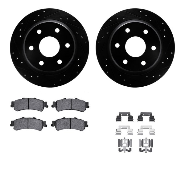  R1 Concepts® - eLINE Series Drilled and Slotted Rear Brake Kit with Performance Off-Road/Tow Brake Pads