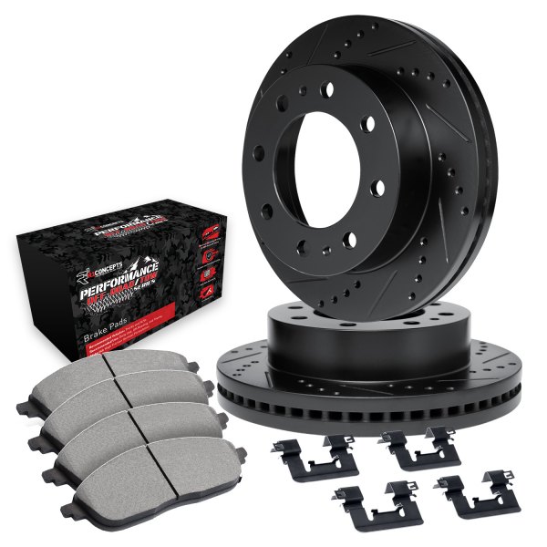  R1 Concepts® - eLINE Series Drilled and Slotted Rear Brake Kit with Performance Off-Road/Tow Brake Pads