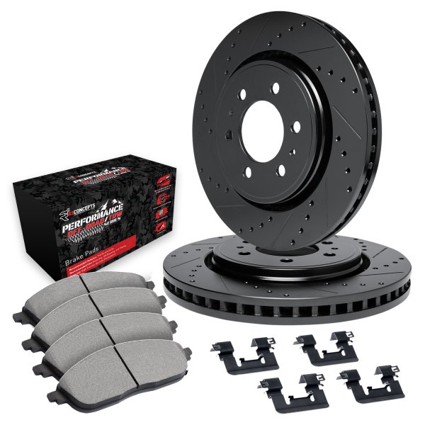  R1 Concepts® - eLINE Series Drilled and Slotted Rear Brake Kit with Performance Off-Road/Tow Brake Pads