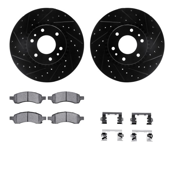  R1 Concepts® - eLINE Series Drilled and Slotted Front Brake Kit with Performance Off-Road/Tow Brake Pads