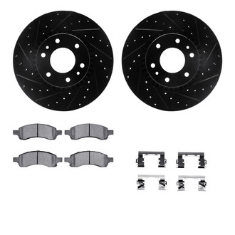 R1 Concepts® - eLINE Series Drilled and Slotted Brake Kit with Performance Off-Road/Tow Brake Pads