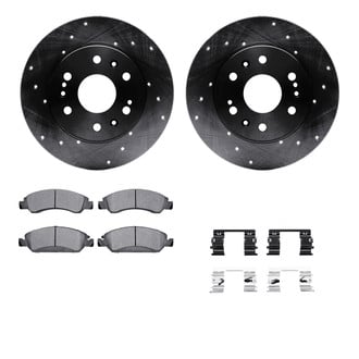 R1 Concepts® - eLINE Series Drilled and Slotted Front Brake Kit with Performance Off-Road/Tow Brake Pads