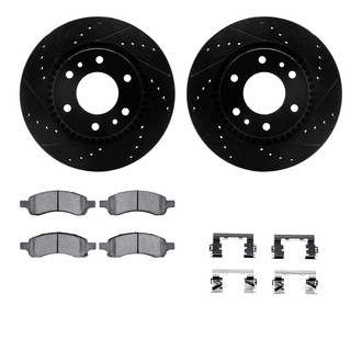 R1 Concepts® - eLINE Series Drilled and Slotted Brake Kit with Performance Off-Road/Tow Brake Pads