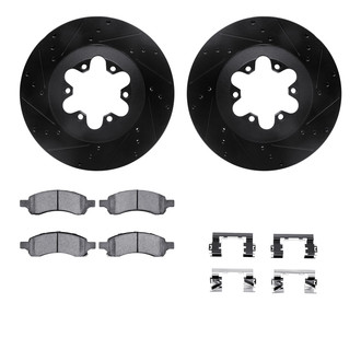 R1 Concepts® - eLINE Series Drilled and Slotted Front Brake Kit with Performance Off-Road/Tow Brake Pads