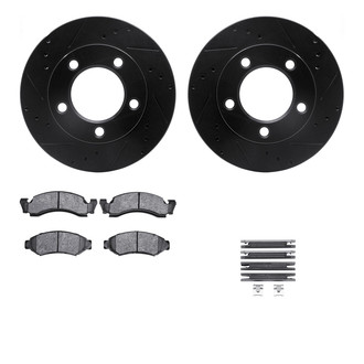R1 Concepts® - eLINE Series Drilled and Slotted Front Brake Kit with Performance Off-Road/Tow Brake Pads
