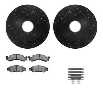 R1 Concepts® - eLINE Series Drilled and Slotted Front Brake Kit with Performance Off-Road/Tow Brake Pads