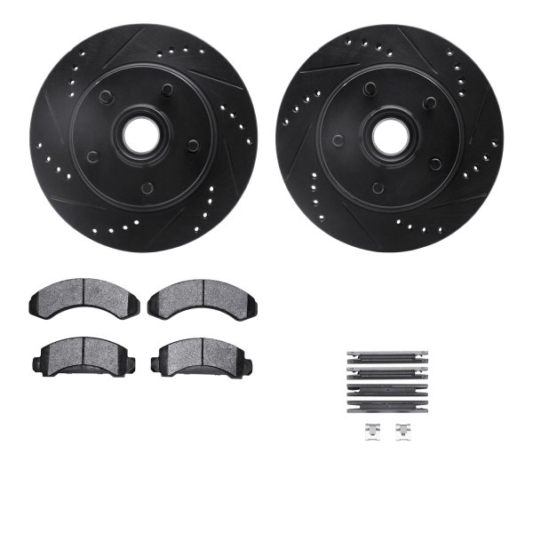  R1 Concepts® - eLINE Series Drilled and Slotted Front Brake Kit with Performance Off-Road/Tow Brake Pads