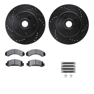 R1 Concepts® - eLINE Series Drilled and Slotted Front Brake Kit with Performance Off-Road/Tow Brake Pads