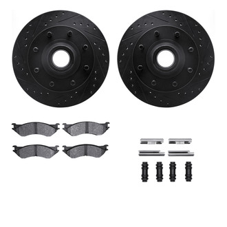 R1 Concepts® - eLINE Series Drilled and Slotted Front Brake Kit with Performance Off-Road/Tow Brake Pads