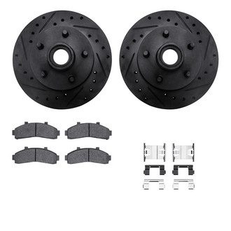 R1 Concepts® - eLINE Series Drilled and Slotted Front Brake Kit with Performance Off-Road/Tow Brake Pads