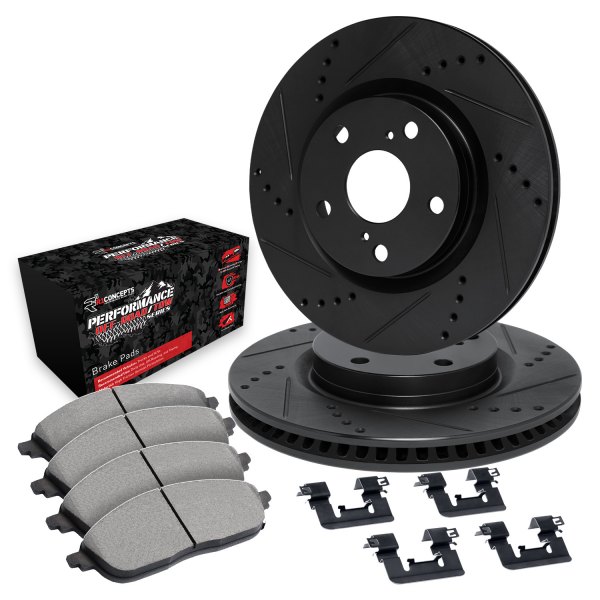  R1 Concepts® - eLINE Series Drilled and Slotted Front Brake Kit with Performance Off-Road/Tow Brake Pads