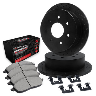 R1 Concepts® - Drilled and Slotted Rear Brake Kit with Performance Off-Road/Tow Brake Pads