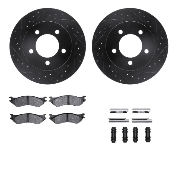  R1 Concepts® - eLINE Series Drilled and Slotted Front Brake Kit with Performance Off-Road/Tow Brake Pads