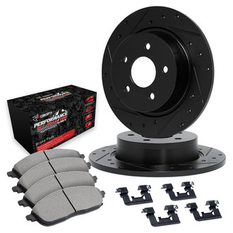 R1 Concepts® - eLINE Series Drilled and Slotted Brake Kit with Performance Off-Road/Tow Brake Pads