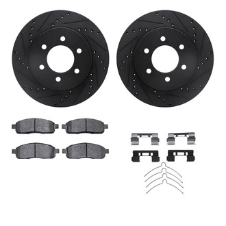 R1 Concepts® - eLINE Series Drilled and Slotted Front Brake Kit with Performance Off-Road/Tow Brake Pads