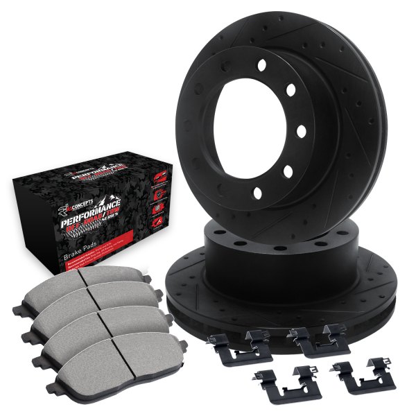  R1 Concepts® - Drilled and Slotted Front Brake Kit with Performance Off-Road/Tow Brake Pads