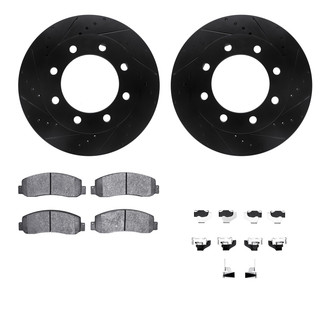 R1 Concepts® - eLINE Series Drilled and Slotted Front Brake Kit with Performance Off-Road/Tow Brake Pads