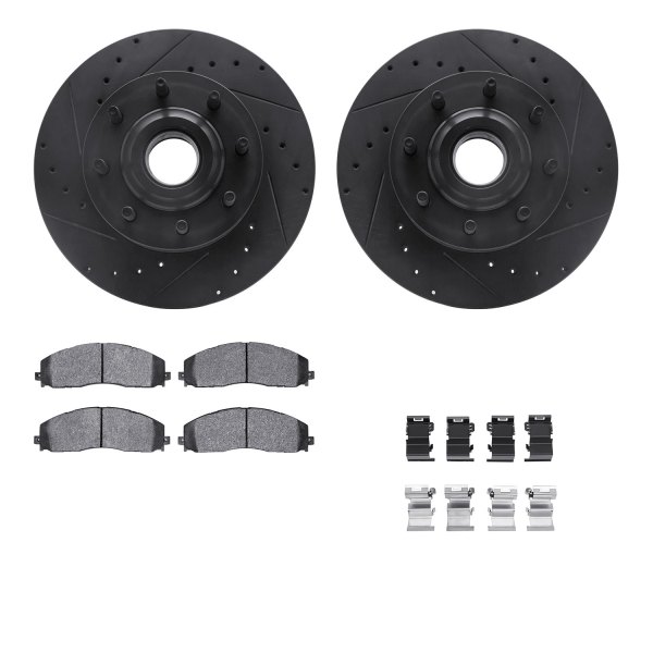  R1 Concepts® - eLINE Series Drilled and Slotted Front Brake Kit with Performance Off-Road/Tow Brake Pads